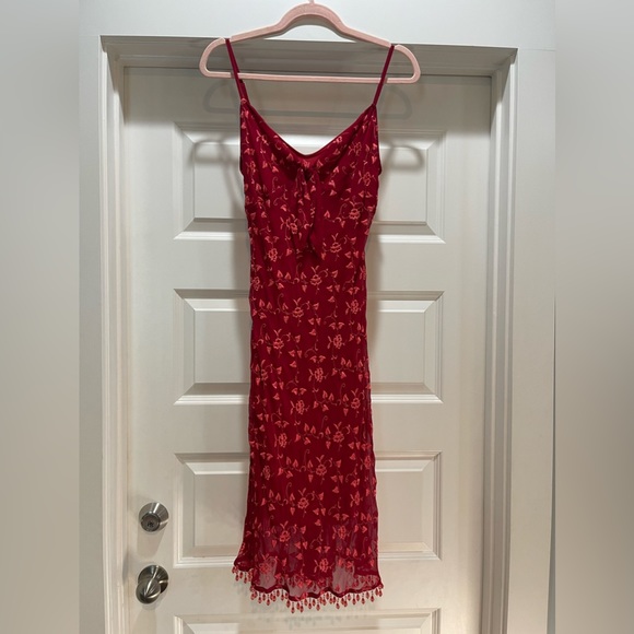 Vintage Betsey Johnson Slip Dress Embroidered with Beaded Fringe - Picture 2 of 7